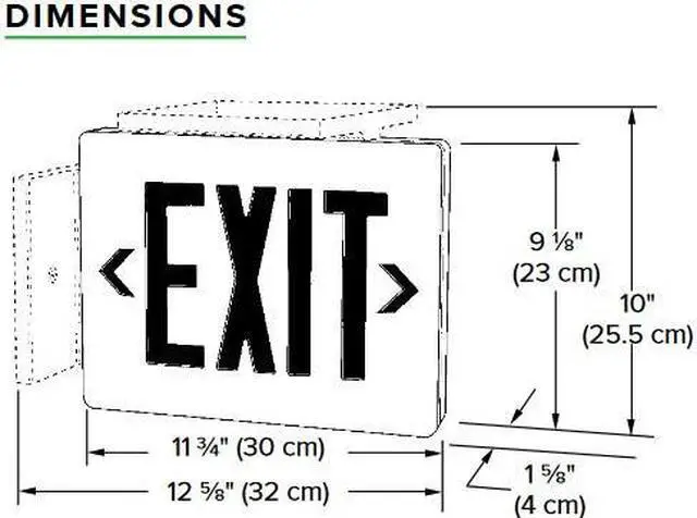Alt view image 3 of 3 - Hubbell DualLite SESRB Die Cast Aluminum LED Exit Sign, Black with Red Letters, 120/277 VAC, Suitable for Damp Location, Single Face