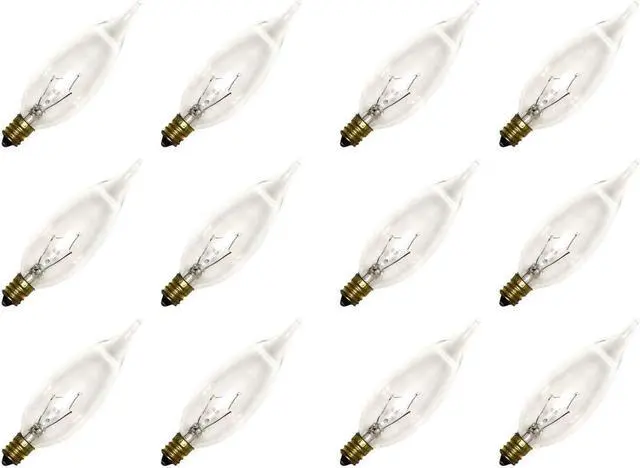 Main image of (12 bulbs) GE 40045 Incandescent 210 Lumen, 25 watt, Bent Tip Light Bulb with Candelabra Base