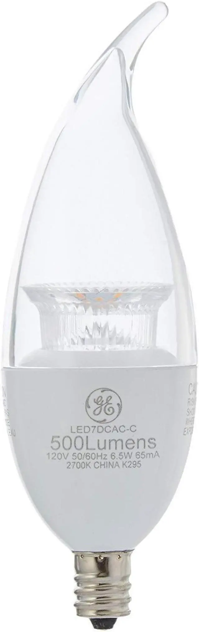 Alt view image 3 of 4 - G E LIGHTING 34724 LED Bulb, Deco, Clear, Candelabra Base, 7-Watt, 2-Pk. - Quantity 4