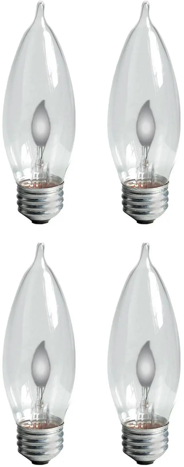 Alt view image 2 of 5 - (case of 4 ) GE Flicker-Flame Light Bulb, pleasing reassuring dancing candlelight, Decorative Flicker Flame Light Bulb, Medium Base, bent tip, crystal clear, classic 3 watt bulb