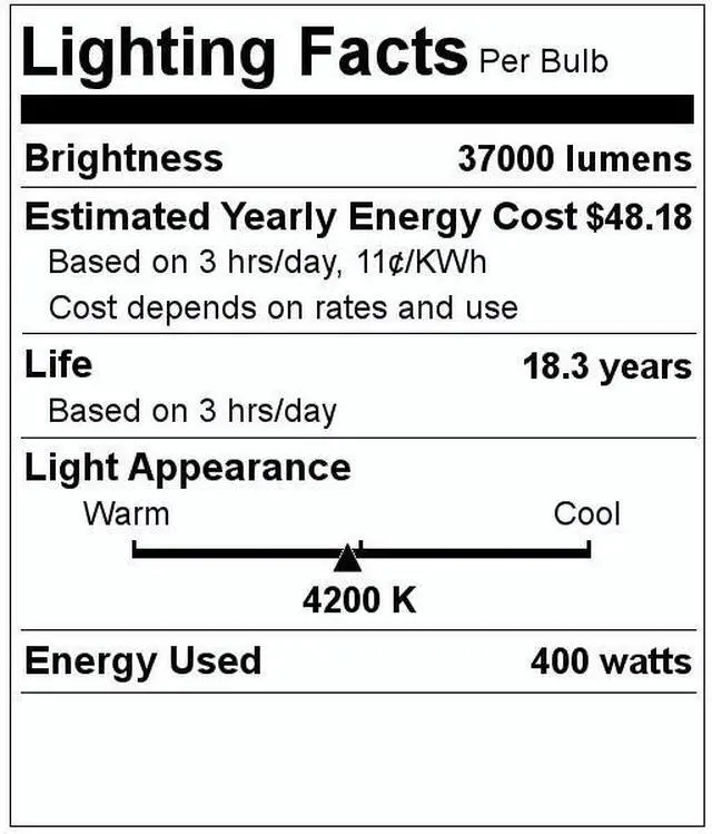Alt view image 2 of 3 - (case of 12) GE 40201 Metal Halide HID Light Bulb (enclosed fixtures only), MVR400/HOR/BT28, 400 watts, 37000 lumens, BT28 High Intensity Discharge, 4200K Cool White, MultiVapor Quartz Lamp
