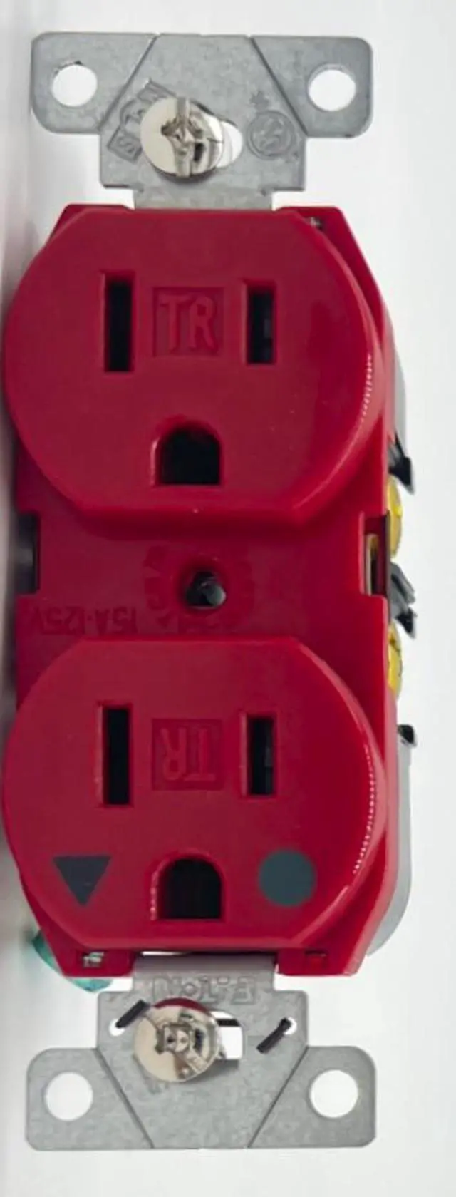 Main image of Eaton Wiring TRIG8200RD 15 Amp Duplex Receptacle w/ Isolated Ground, 2-Pole, Red