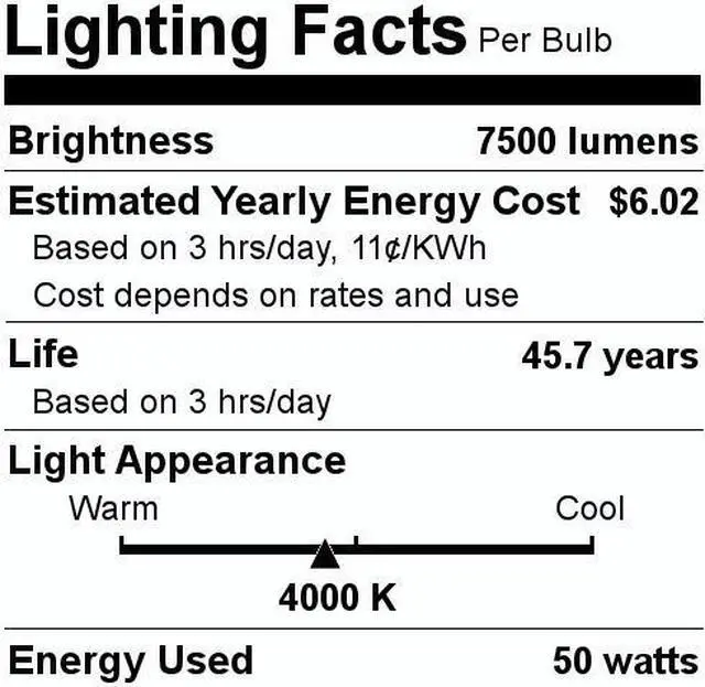 Alt view image 3 of 3 - (case of 3) GE 22679 LED Omni-Directional LED HID, 50 watt, 7500 lumen, 4000K Cool White, EX39 base, 120-277V, LED Type B, ED23.5 shape, LED50ED23.5/740