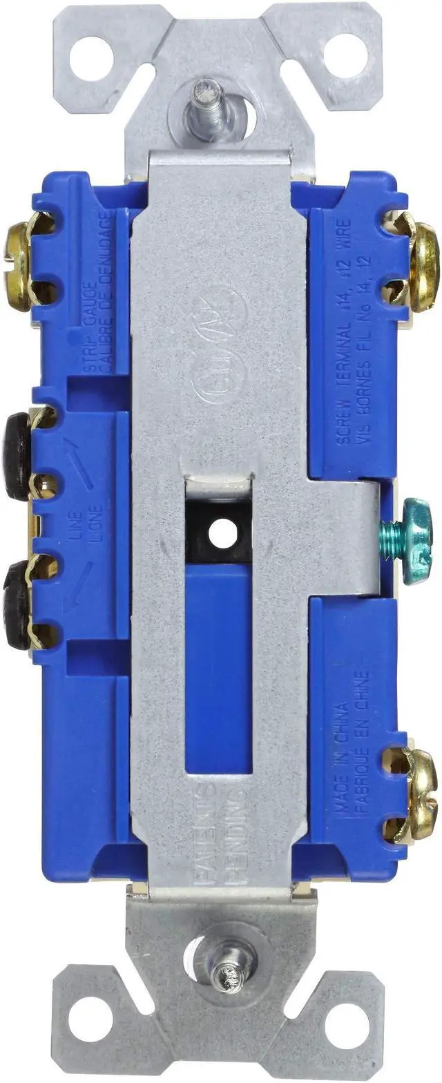 Alt view image 3 of 3 - (case of 10) EATON Wiring 275V-BOX 15-Amp 120/277-volt Commercial Grade Combination Single Pole Toggle Switch and 3-Way Switch, Ivory