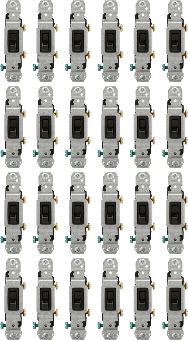 Main image of (case of 25) Eaton Wiring 15 Amp Toggle Switch, Single-Pole, Black