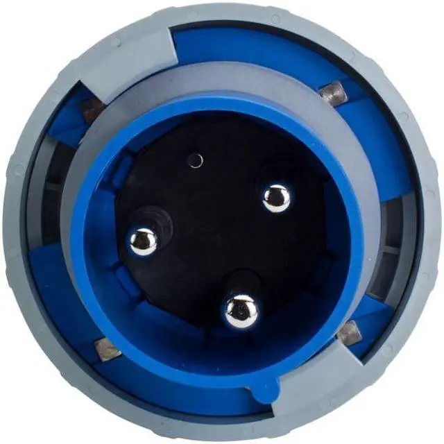 Alt view image 2 of 5 - Eaton Arrow Heart Pin and Sleeve Plug Plug, AH3100P6W, 100A, 250V, 2 Pole, 3 Wire, Watertight, Blue, IP67, IP69K