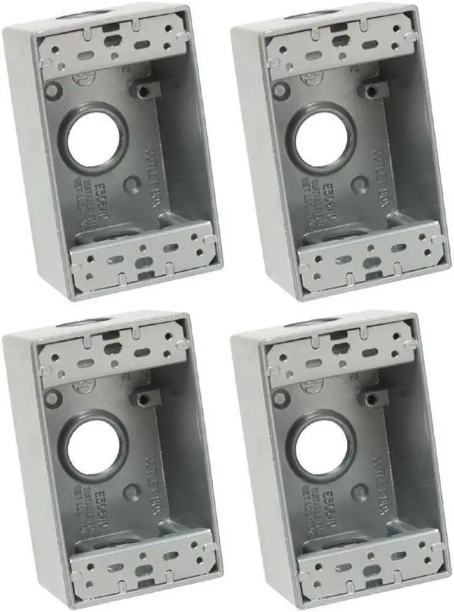 Main image of (quantity of 4) Eaton Wiring Devices 1116-SP single gang weatherproof Outlet Box,  1-gang FS Electrical Box, 3 holes