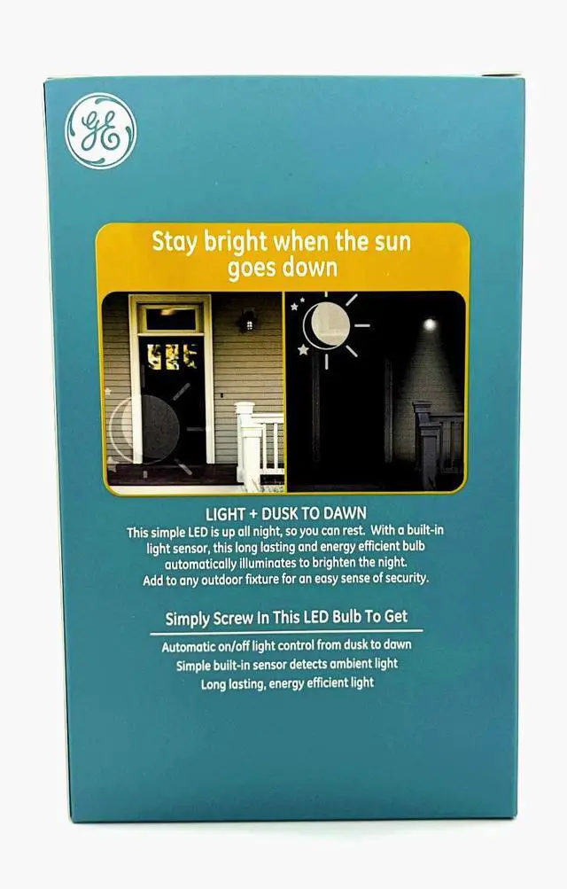 Alt view image 2 of 3 - GE LED+ Dusk to Dawn LED Light Bulb, Soft White, A19, Outdoor use, 9 watts, 800 lumens, medium base, turns on at night, turns off during the day, no hub, app or wifi required