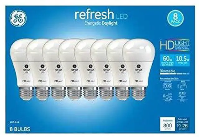 Main image of GE Refresh 60-Watt EQ A19 Daylight Dimmable LED Light Bulb (8-Pack)