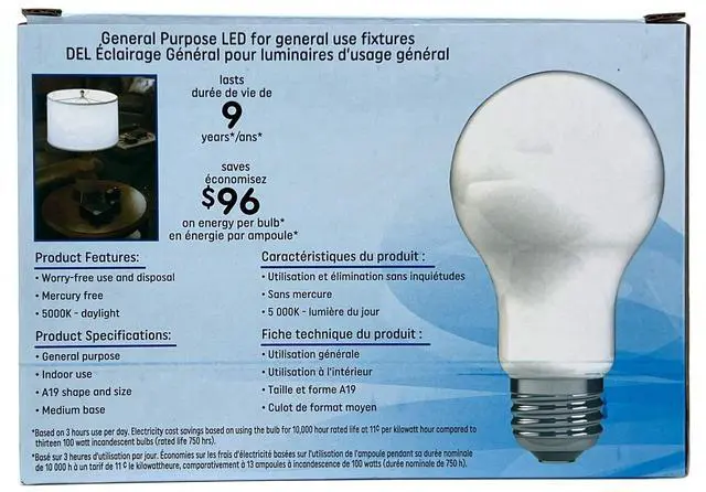 Alt view image 2 of 2 - (6 bulbs) GE general purpse LED A19 light bulb, 12 watts, 1520 lumens, replaces 100 watt, beautiful daylight, medium base