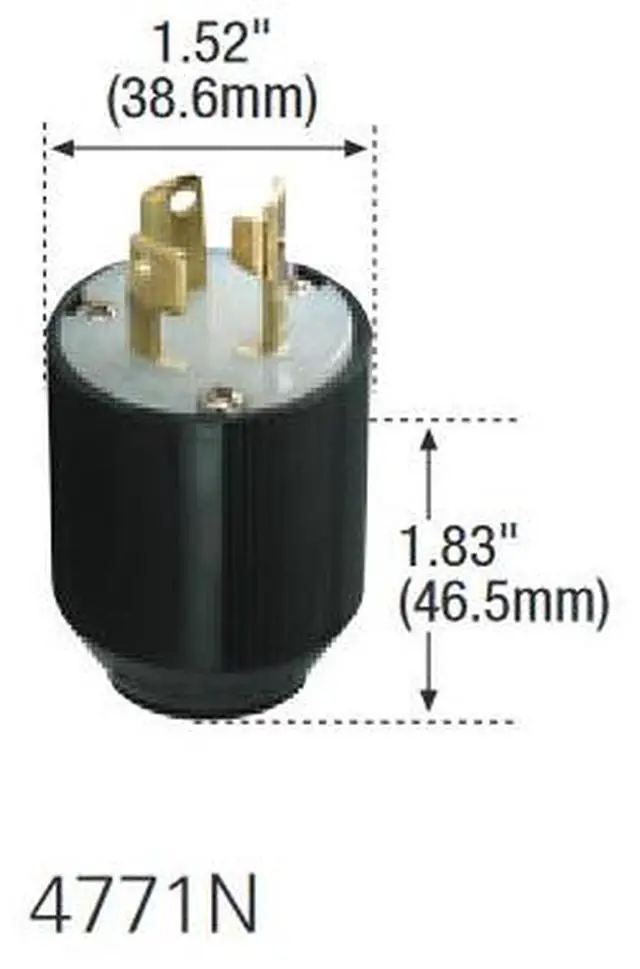 Alt view image 2 of 3 - (4 pack) Eaton Wiring 4771N, 15 Amp Locking Plug, NEMA L7-15, Phenolic, Black, compatible with #16-#12 AWG, ideal for industrial applications