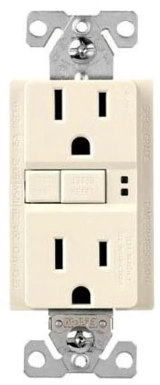 Main image of Eaton TRAFGF15LA AF, Arc Fault/GF, Ground Fault Dual -Purpose, Duplex Receptacle with wallplate 15A 125V Light Almond