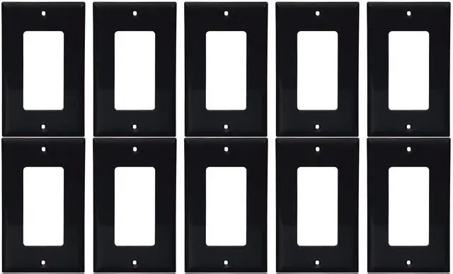 Main image of (case of 10) Eaton Wiring 1-Gang Decorator Wall Plate, Nylon, Standard, Black, 5151BK