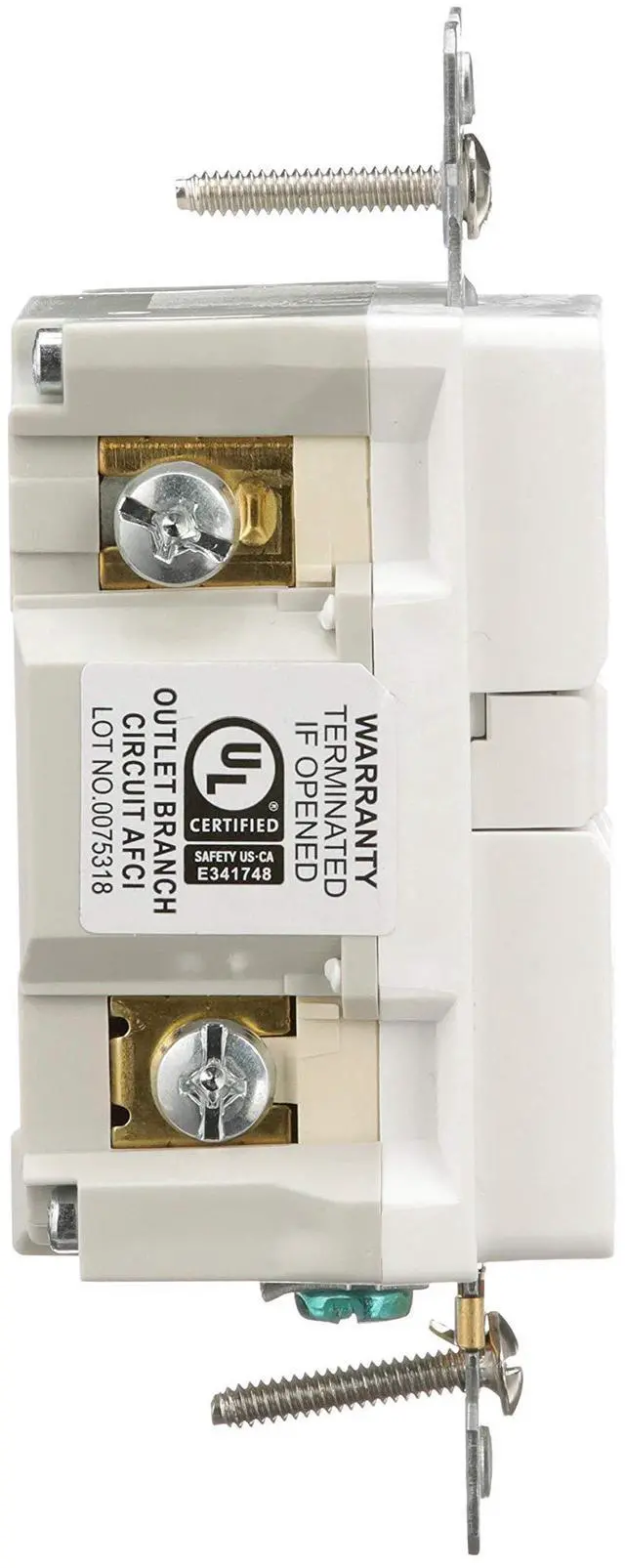 Alt view image 5 of 7 - (case of 4) EATON TRAFCI20W Tamper Resistant AFCI Duplex Receptacle, 125 Vac, 20 A, 2 Pole, 3 Wire, White