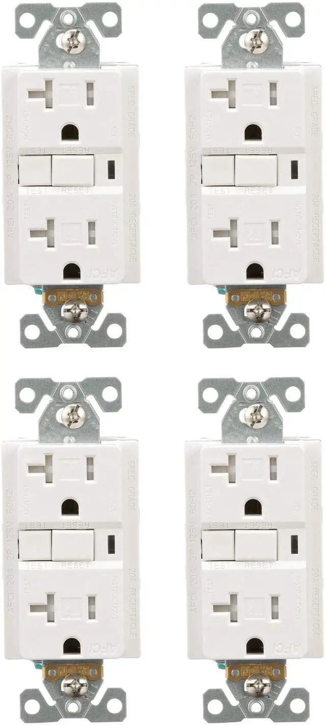 Main image of (case of 4) EATON TRAFCI20W Tamper Resistant AFCI Duplex Receptacle, 125 Vac, 20 A, 2 Pole, 3 Wire, White