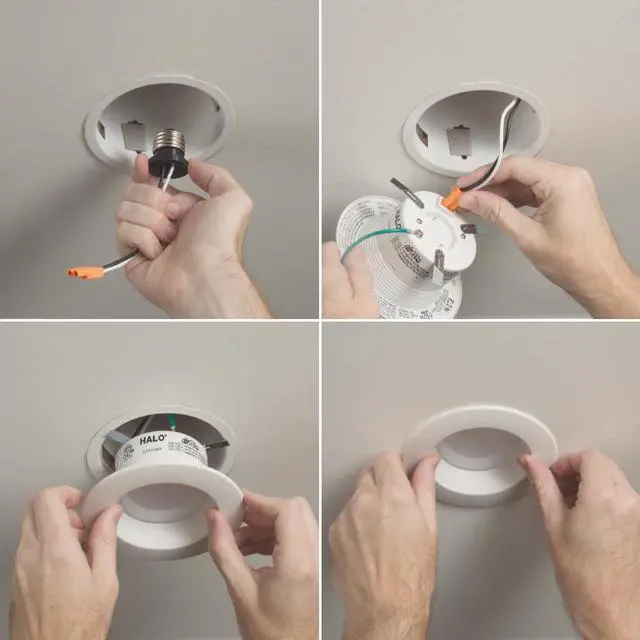 Alt view image 4 of 6 - HALO 4 inch Recessed LED Can Light ? Retrofit Ceiling & Shower Downlight ? 3000K -Baffle White Trim (6 Pack)