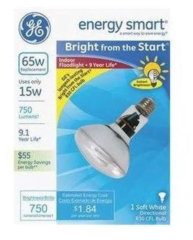 Main image of GE 15-Watt (65W Equivalent) 2,700K BR30 Medium Base (E-26) Soft White Flood Light CFL Bulb