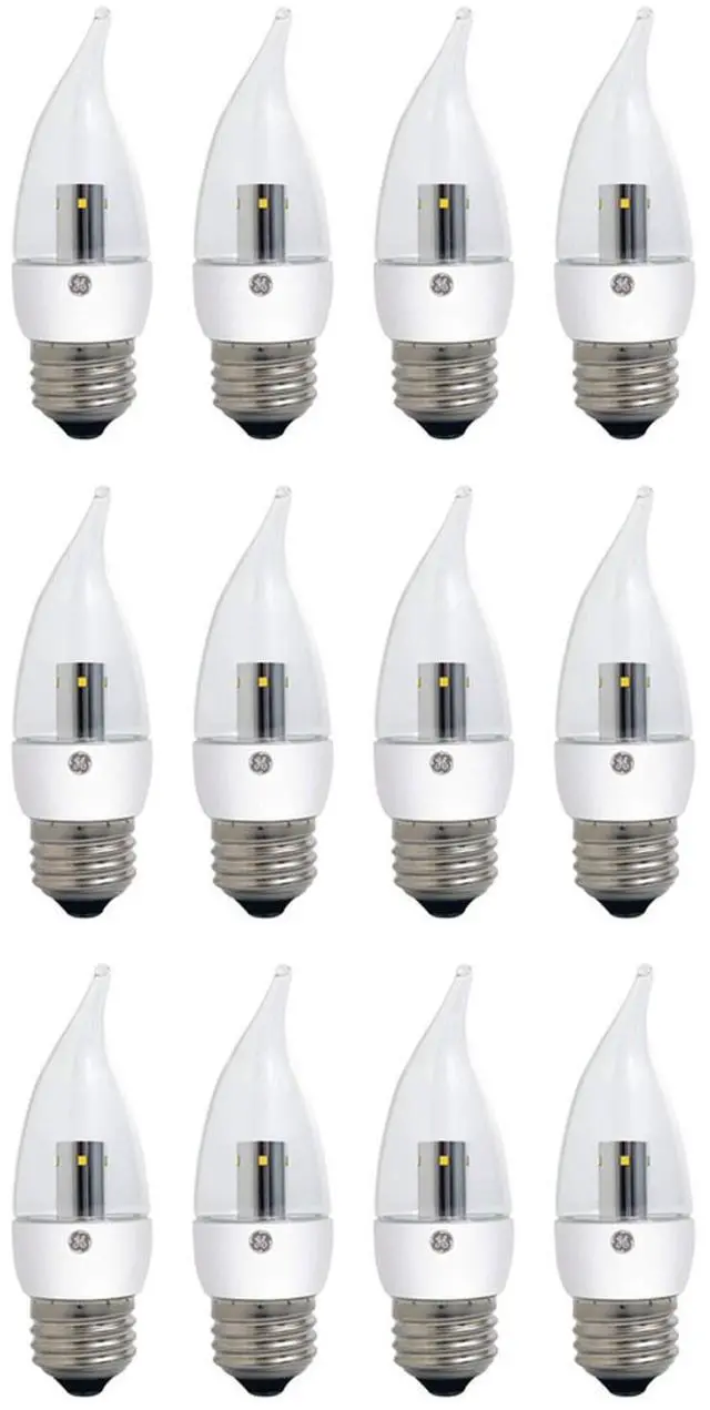 Main image of GE 75544 LED CA11 Bulb, Decorative Chandelier Bulb, medium base, bent tip, 4 watt, 250 lumen, 2400K warm white, Dimmable,