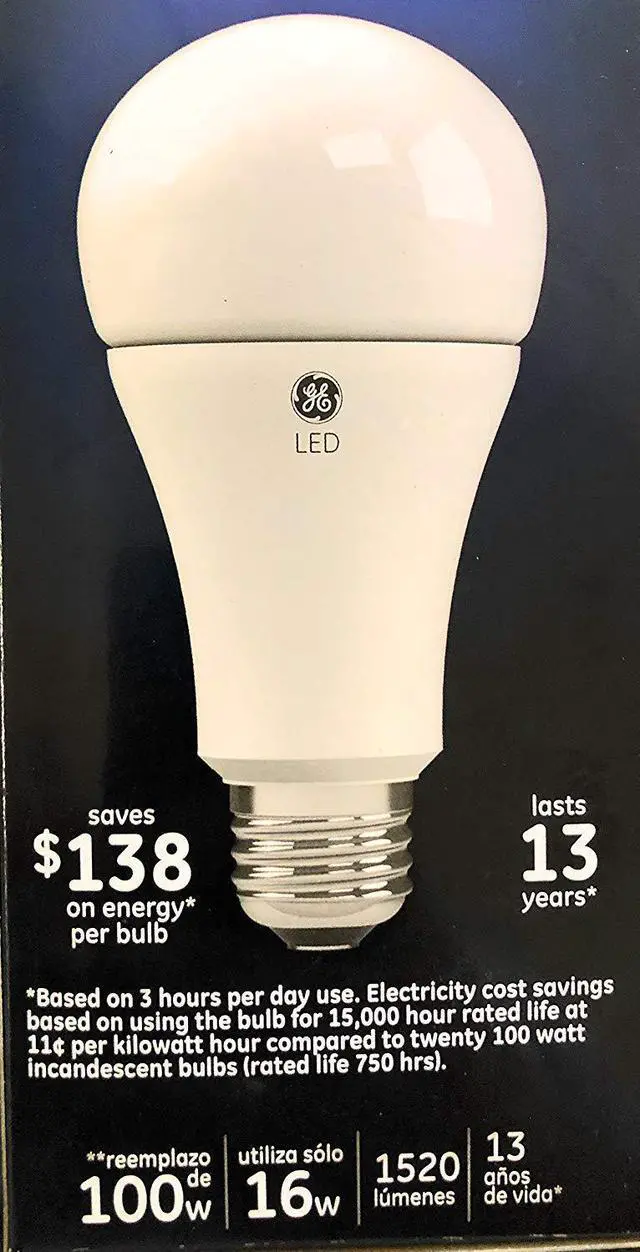 Alt view image 3 of 4 - GE 2-Pack 100 W Equivalent Warm White A21 LED Light Fixture Light Bulbs, 16 watt, 1520 lumens, non-dimmable
