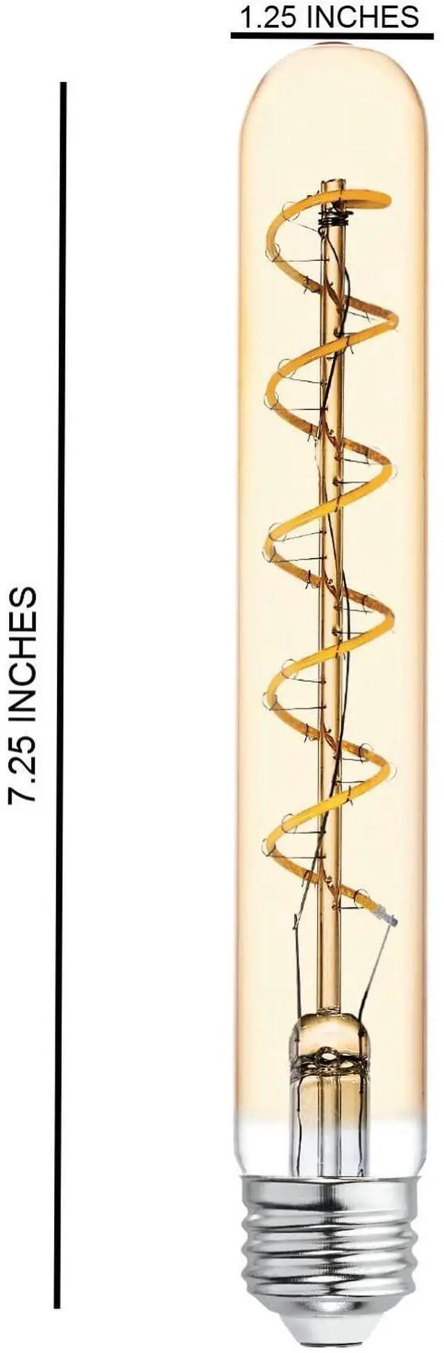 Alt view image 2 of 7 - GE Lighting Vintage Style LED Tube Light Bulb, 5 Watts (60 Watt Equivalent) Warm Candle Light, Amber Glass, Medium Base, Dimmable, spiral filament (1 Pack)