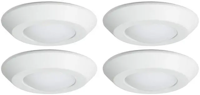 Alt view image 2 of 5 - (case of 4) HALO 4 inch Backlit LED Surface Ceiling Mount Light, White Trim, 3000K Soft White, 600 lumens, 8 watts, BLD406930WHR