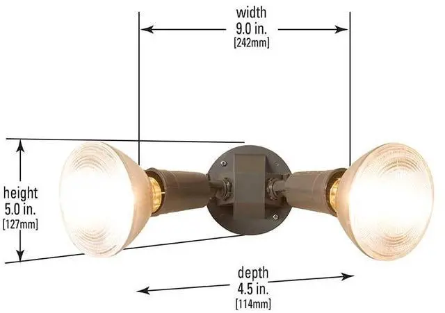 Alt view image 2 of 7 - HALO PWT250BR Bronze Twin Flood Light fixture, weatherproof and corrosion resistant plastic, medium base, Twin Head PAR Flood Fixture, Bronze color