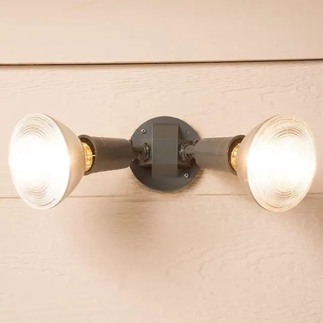 Alt view image 3 of 7 - HALO PWT250BR Bronze Twin Flood Light fixture, weatherproof and corrosion resistant plastic, medium base, Twin Head PAR Flood Fixture, Bronze color