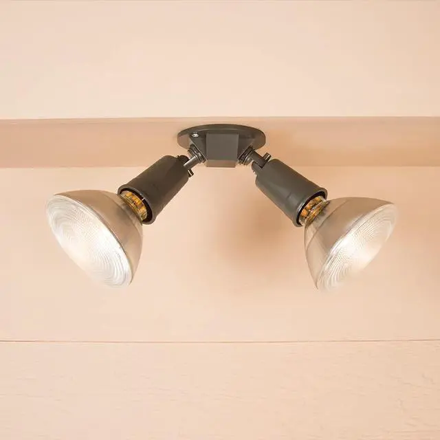Alt view image 4 of 7 - HALO PWT250BR Bronze Twin Flood Light fixture, weatherproof and corrosion resistant plastic, medium base, Twin Head PAR Flood Fixture, Bronze color