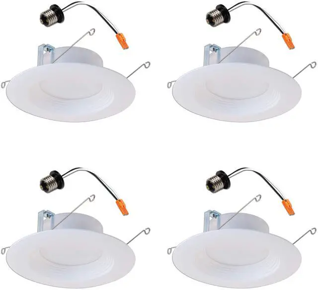 Main image of (case of 4) Halo 5 inch and 6 inch LED Recessed Retrofit Downlight, 90 CRI, Title 20 Compliant, 3000K, 600 lumens, Dimmable Soft White Recessed Light, screwbase adapter