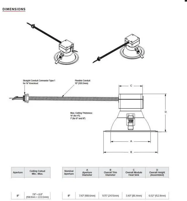 Alt view image 2 of 3 - Prescolite Canless LED LiteBox Downlight, 8 inch round, 3000 lumen, warm white selectable (2700K, 3000K, 3500K) 90 CRI, 37 watt, Dimmable, 120-277V, Matte White, LBRST-8RD-M_30LWWCS9-WH