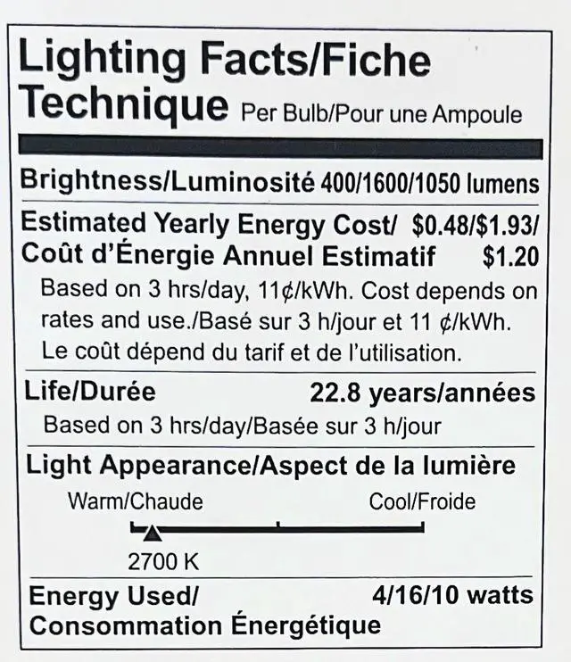 Alt view image 4 of 4 - GE 73376 LED A21 3-way Light Bulb, 2700K warm white, using 4/16/10 watts, emitting 400/1600/1050 lumens, medium base
