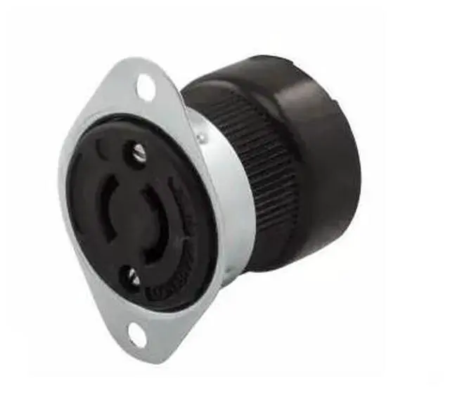 Main image of Eaton CWL220FO1 Wiring 20 Amp Flanged Outlet, NEMA L2-20, 250V, Black/White, Eaton safety grip locking flanged outlet, two pole, 20A, 250V
