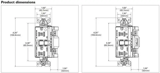 Alt view image 3 of 3 - Eaton Hospital Grade GFCI Receptacle, TRSGFH20FV, 20A, 125V, Ivory, Tamper Resistant