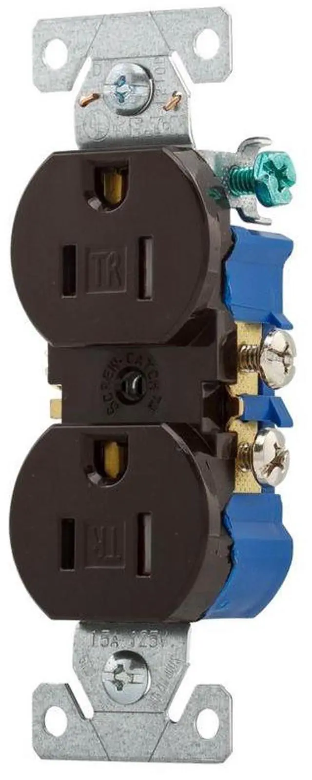 Alt view image 2 of 4 - Eaton 15 Amp Duplex Receptacle, Auto-Grounded, Tamper Resistant, Brown, TR270-9B