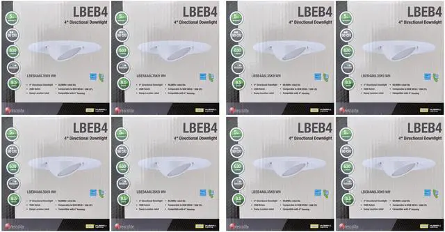 Alt view image 2 of 4 - (case of 8) Hubbell LiteBox LBEB4A6L35K9 WH LED Downlight Retrofit Kit, Adjustable Eyeball, 4 inch round, 3500K, 630 lumens, 9.5 watt, Dimmable Directional Downlight