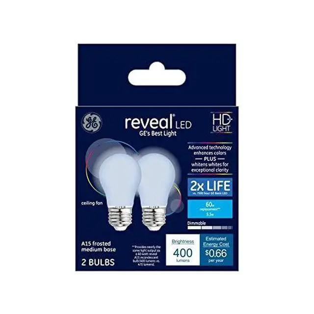 Alt view image 3 of 5 - GE Reveal HD 60-Watt EQ A15 Color-enhancing Medium Base (e-26) Dimmable LED Light Bulb (2-Pack) Item #952470 |
Model #42409