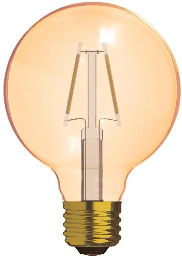 Alt view image 2 of 5 - GE Lighting 98633 Amber Glass Light Bulb Dimmable LED Vintage Style G25 Decorative Globe 4.5 (40-Watt Replacement), 280-Lumen Medium Base, 1-Pack, Soft White