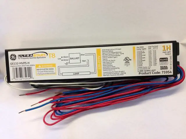 Alt view image 2 of 3 - 10 Ge 75954 Ge132-Mvps-H 120-277V Electronic One LAMPT8 Programmed Start Ballast