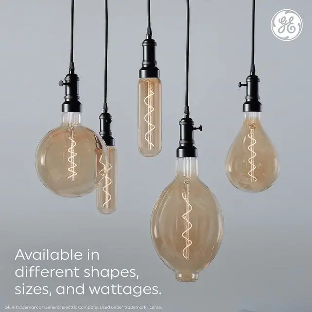Alt view image 5 of 7 - GE Vintage Style LED Light Bulb, 40 Watt, Amber Finish, PS52 Large Pear Shaped Bulb (1 Pack)