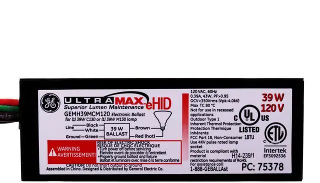 Main image of 75378 - GEMH39-MCM-120 GE HID UltraMax eHID Electronic Low Frequency Ballast
