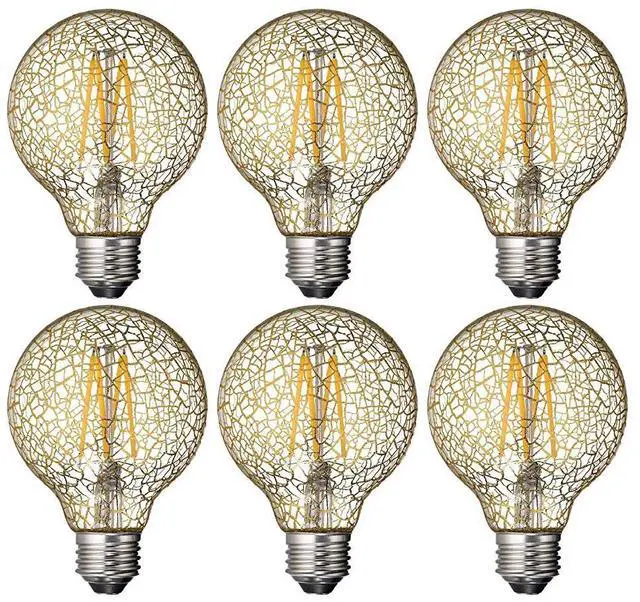 Main image of (case of 6) GE Lighting relax LED HD Soft White LED Decorative Crackle Glass G25 Globe, 6 watt, 450 lumen, medium base, Dimmable LED Light bulb