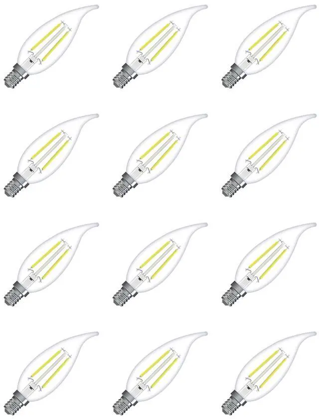 Main image of (case of 12 bulbs) GE 76915 LED Chandelier Bulb, Candelabra Screw Base Nostalgic Vintage Style, 2500K warm white, 4 watt, 300 lumen, Clear Dimmable
