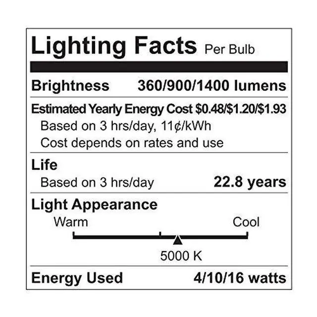 Alt view image 3 of 3 - GE Lighting LED 3-Way Light Bulb, 30/70/100W Replacement, A21, 1-Pack, Daylight, Medium Base 3-Way LED Bulb