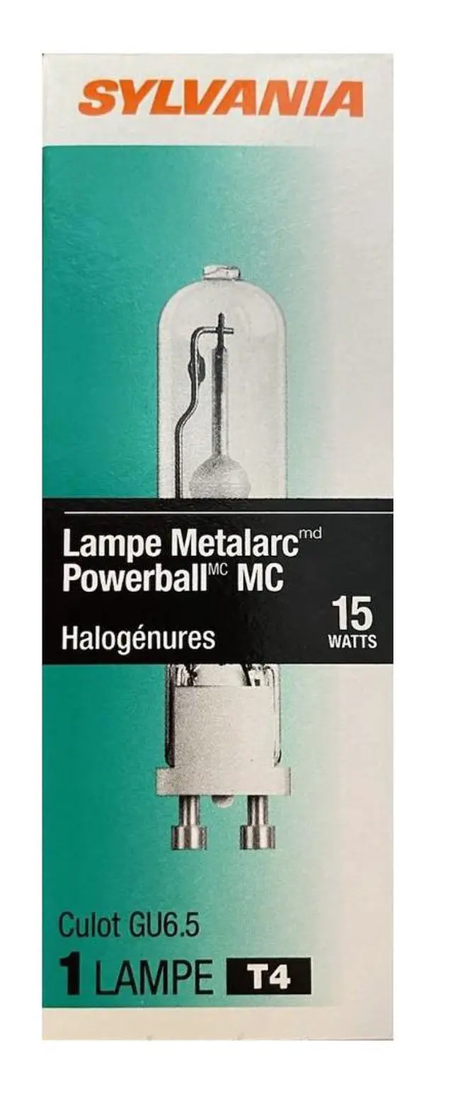 Alt view image 2 of 4 - (case of 6) Sylvania 69043 - MC15TF/U/GU6.5/830 15 watt Metal Halide Light Bulb