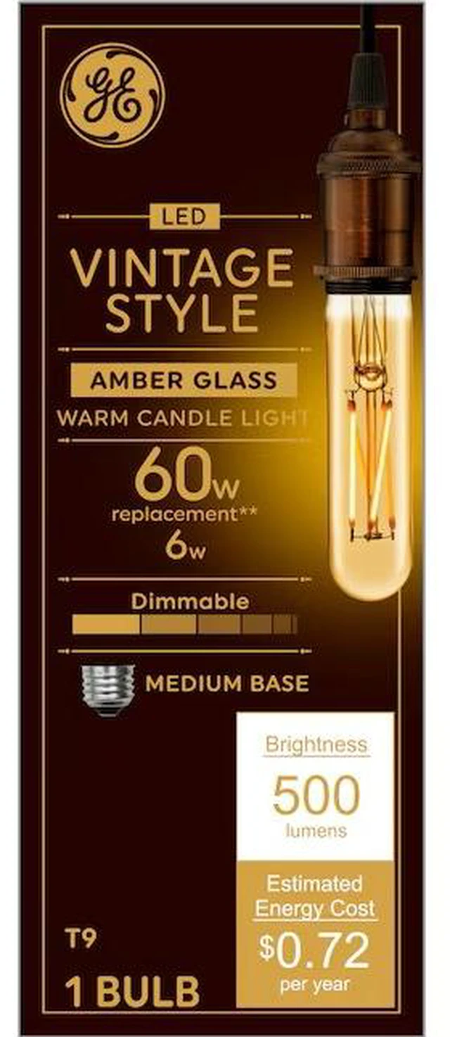 Main image of LED 6 WATT VINTAGE STYLE AMBER GLASS BULB T9 DIMMABLE
