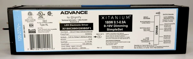 Main image of Advance Xitanium Xi180C090V285BSF1 180W, 120/277V Input, 100-900mA Output