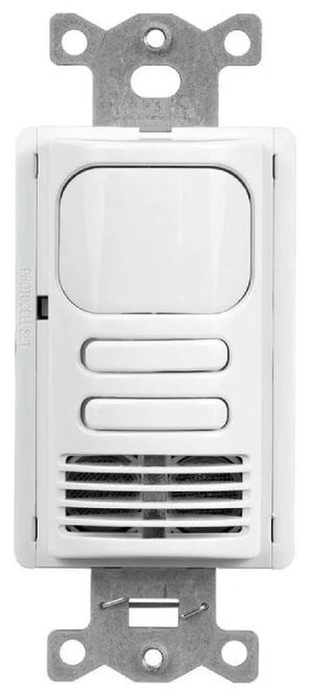 Main image of Hubbell LHRDCMTD2-G-WH LightHAWK PIR & US 2-Circuit Wall Switch (White)