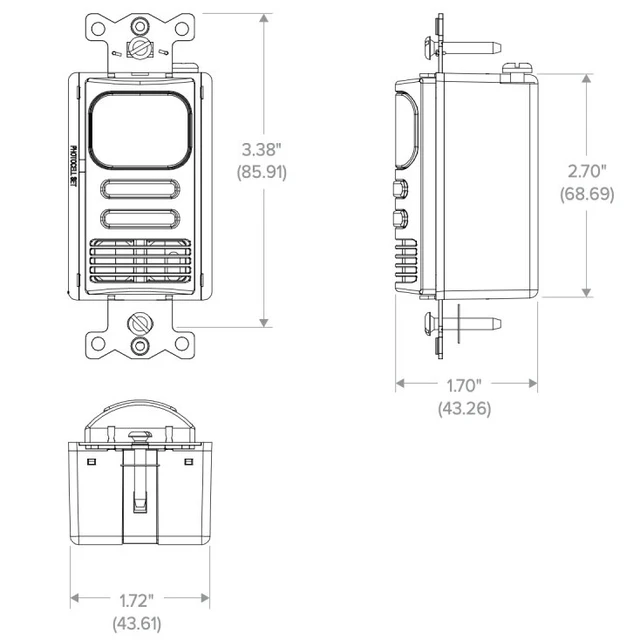 Alt view image 4 of 4 - Hubbell LHRDCMTD2-G-WH LightHAWK PIR & US 2-Circuit Wall Switch (White)