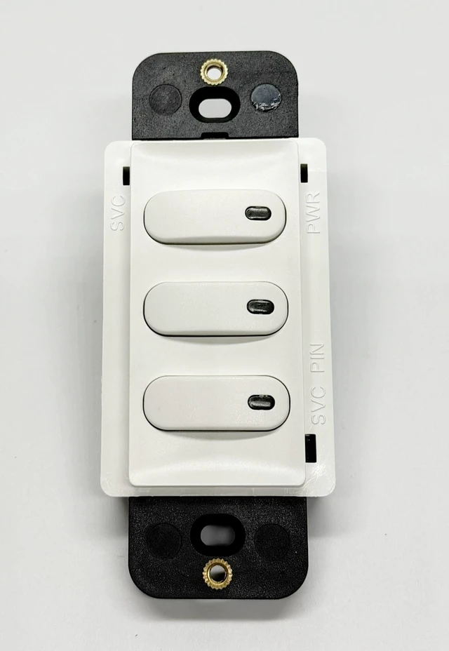 Main image of Hubbell/ Thomas Research LVSRJ45-3-WH 3 Button Low Voltage Wall Switch- White