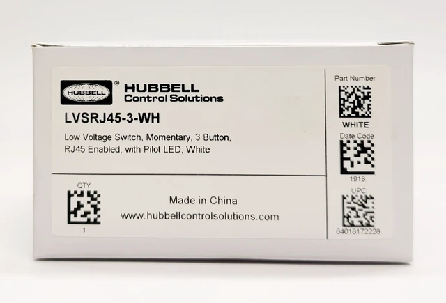 Alt view image 3 of 3 - Hubbell/ Thomas Research LVSRJ45-3-WH 3 Button Low Voltage Wall Switch- White